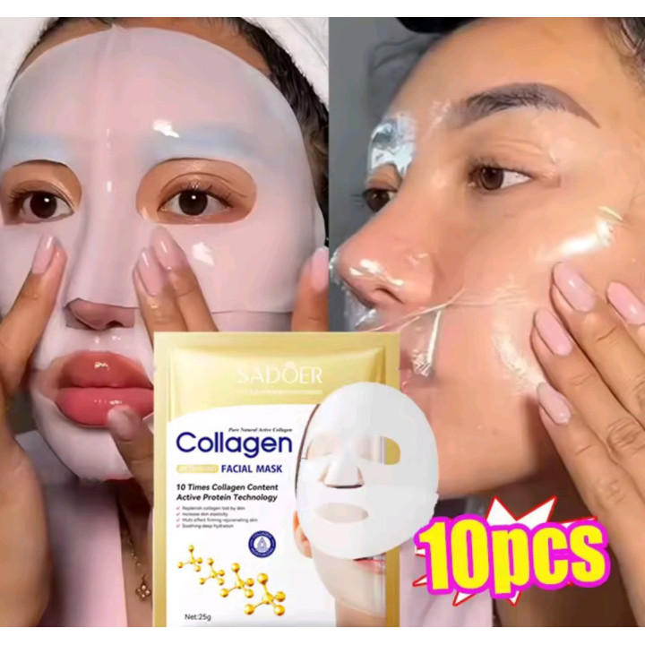 Lot de 10 masques Faciaux Coréens au Collagène anti-rides