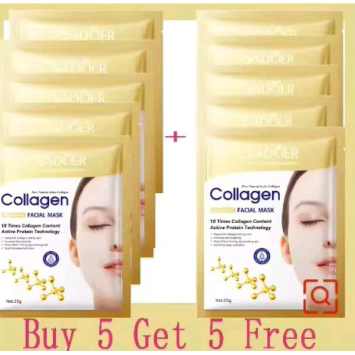 Lot de 10 masques Faciaux Coréens au Collagène anti-rides
