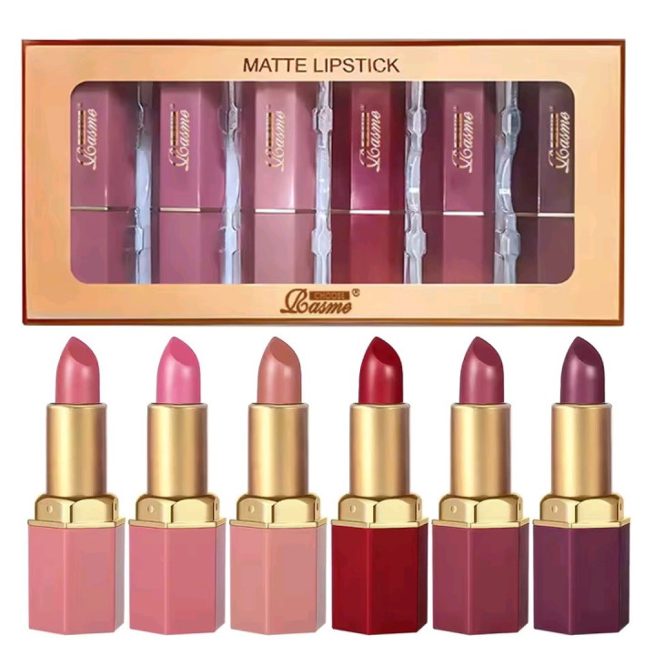 Kit de Rouge à lèvres en tube de barre d'or, 6 couleurs