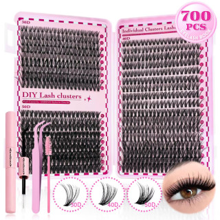 Kit d'extension de cils bricolage longueur mixte 9-16mm 80D , cils D-Curl pour le bricolage et diverses célébrations festives